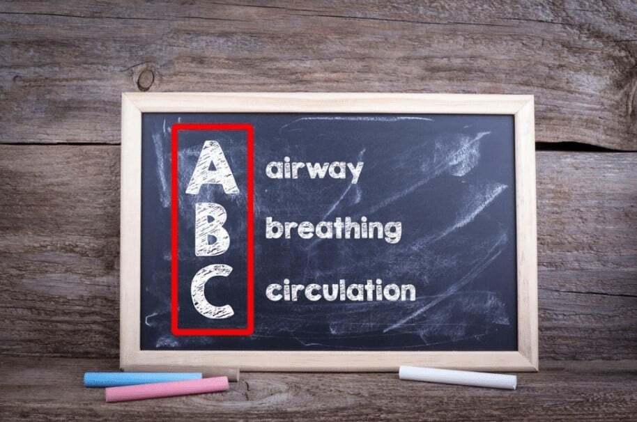 “BLS assessment includes airway, breathing, and circulation.”