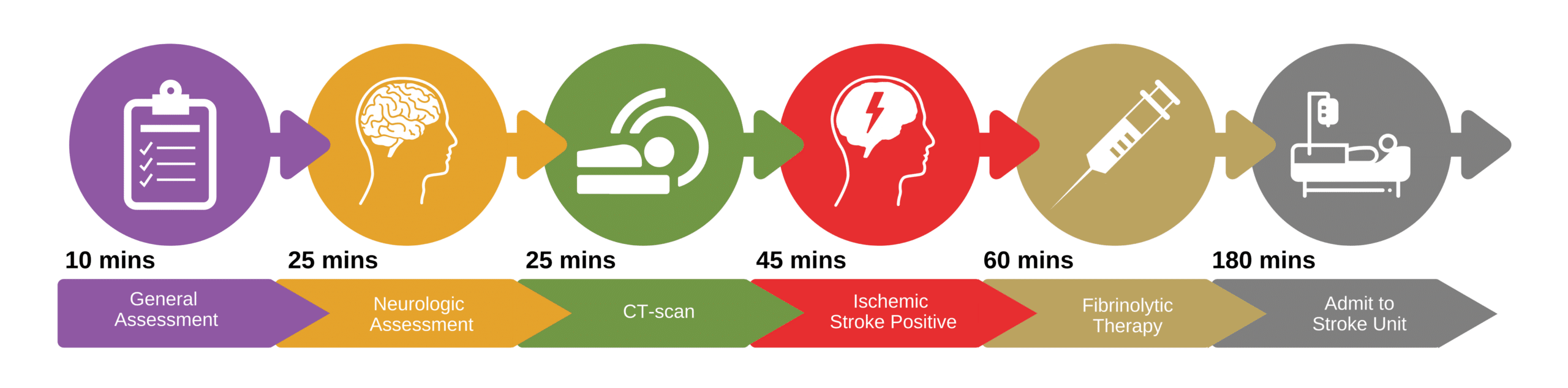 Critical time periods for assessment and treatment of stroke.