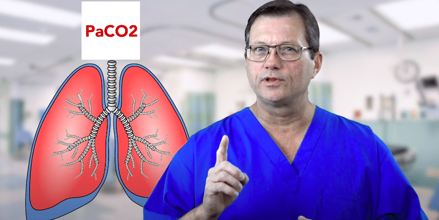 Exhaling to rid CO2, a respiratory acid.