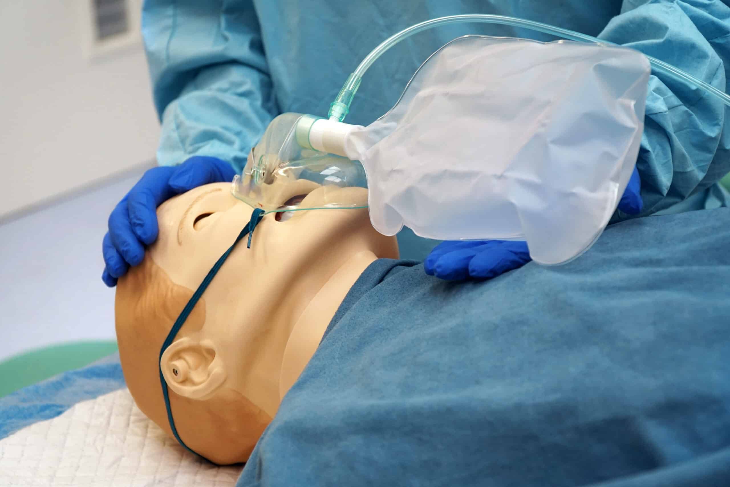 A non-rebreather mask - Oxygen delivery device for emergencies.