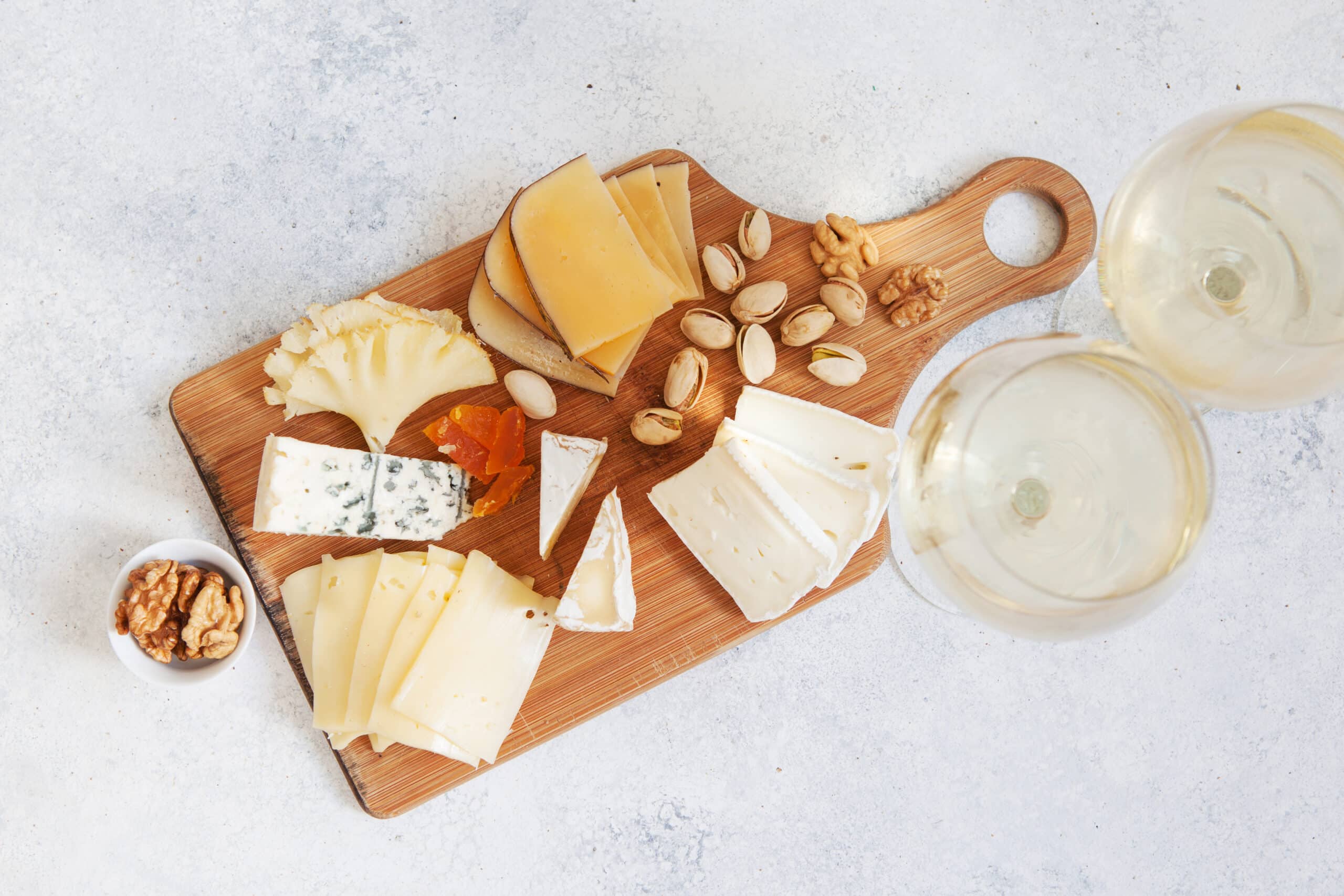 Avoid fermented food like wine and cheese if taking an MAOI. - wine and cheese board
