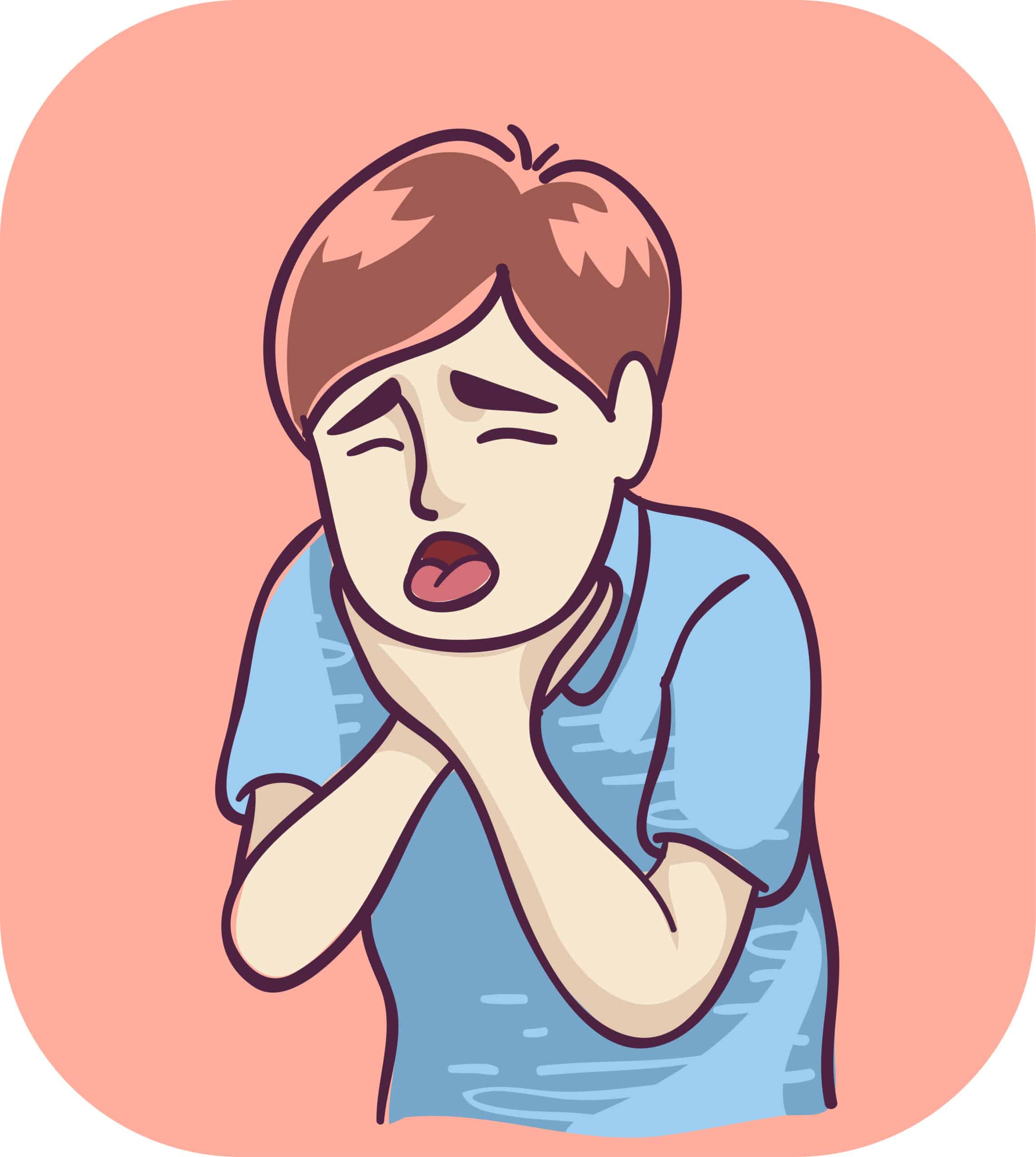 Man choking - Foreign body obstruction, or choking, can lead to hypoxia.