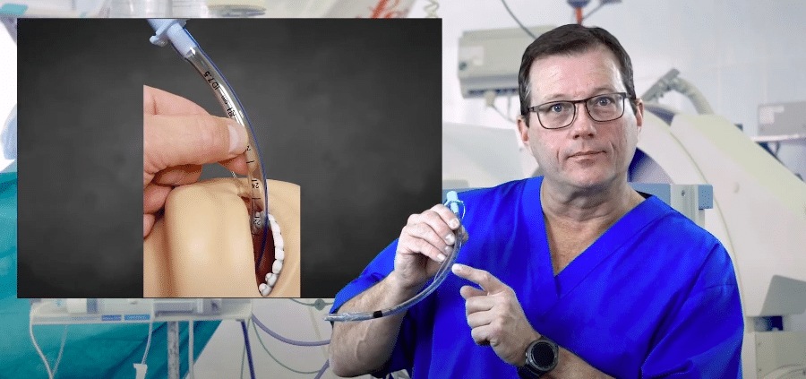 ET tube at the teeth.