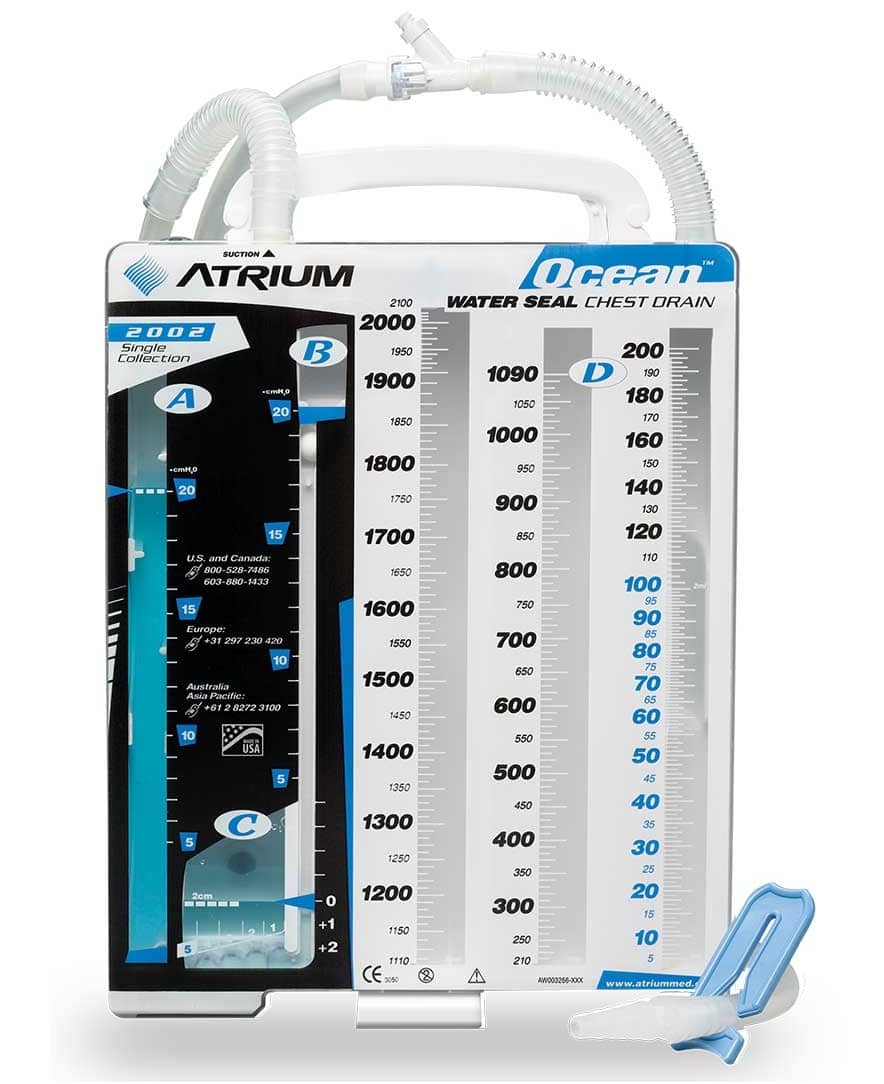 Chest tube drainage system.