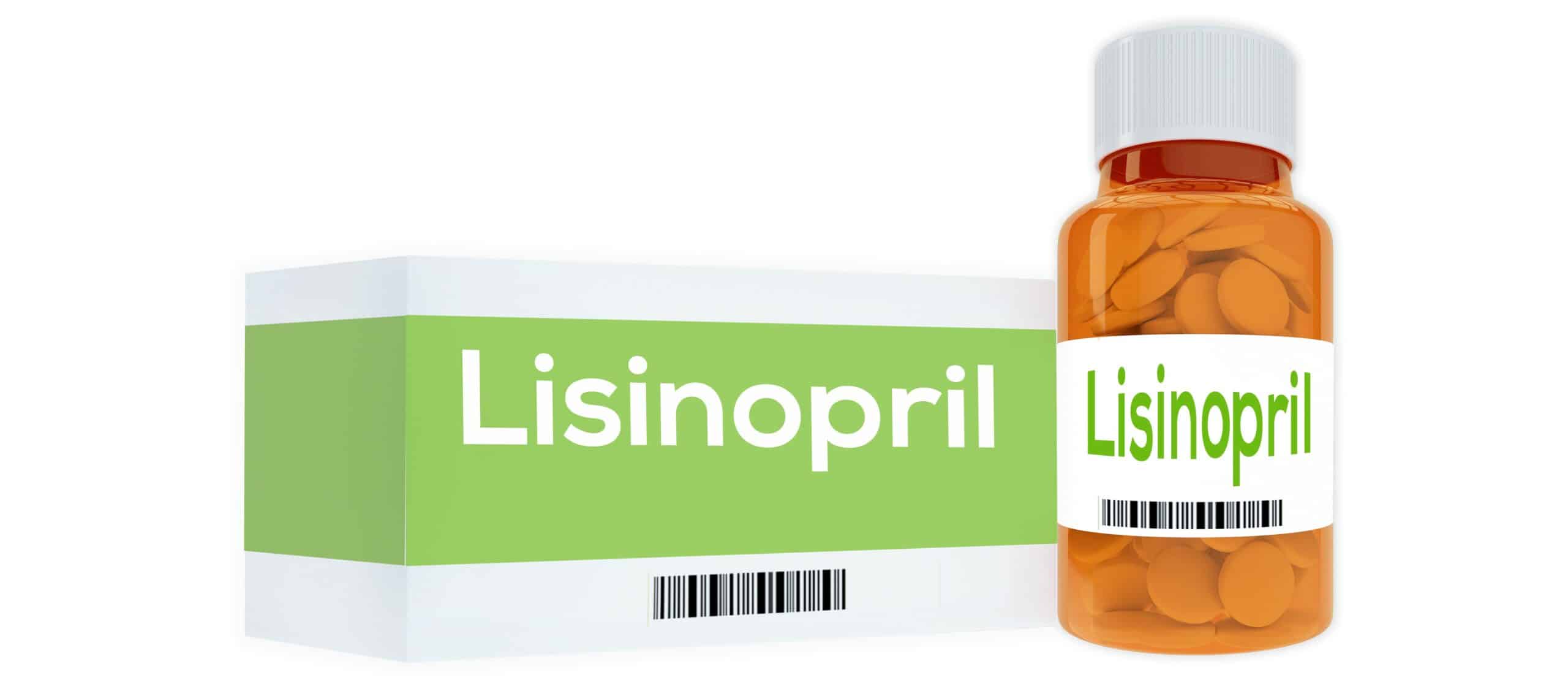 Lisinopril - ACE-inhibitor - bottle of pills.