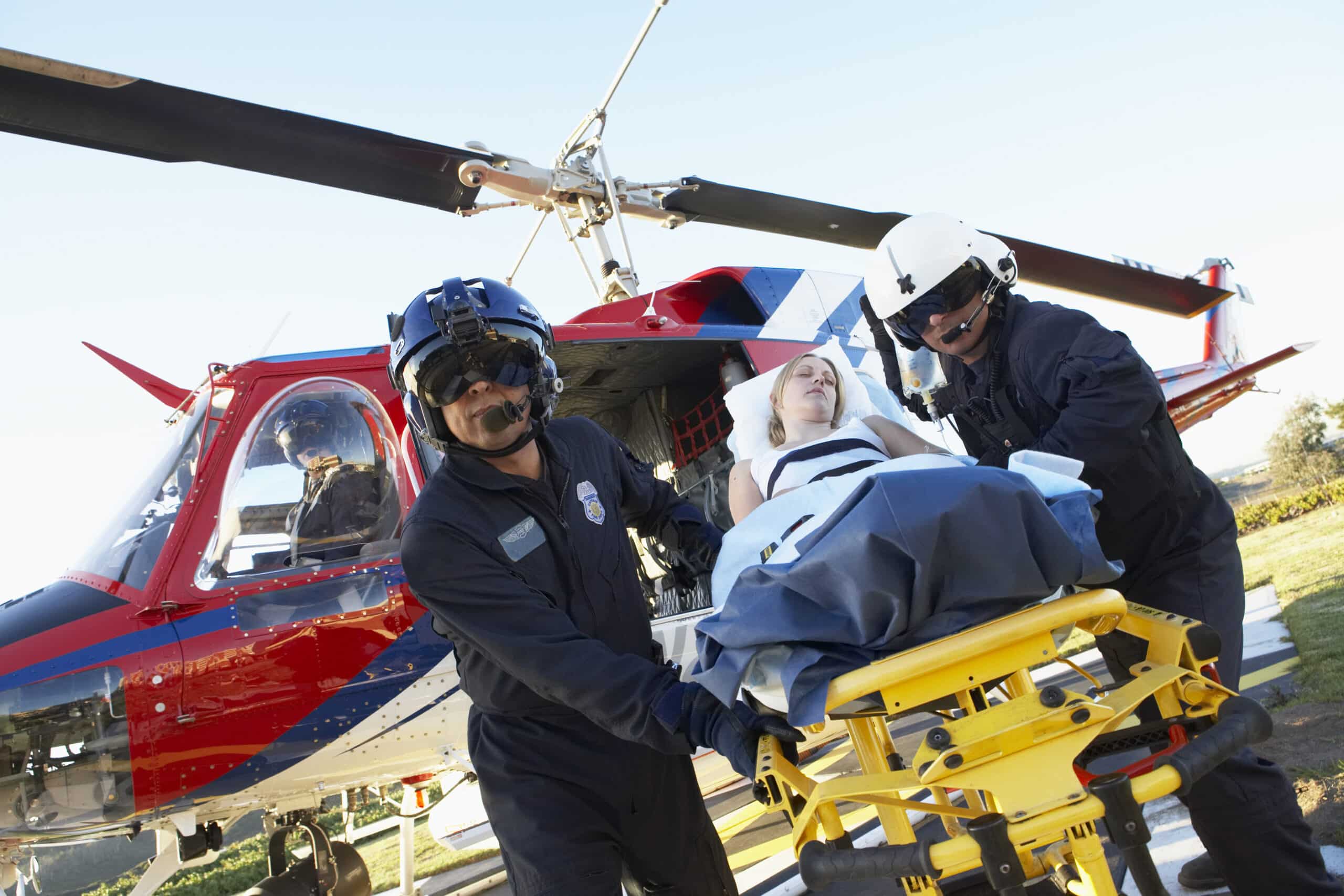 Helicopters efficiently airlift patients.