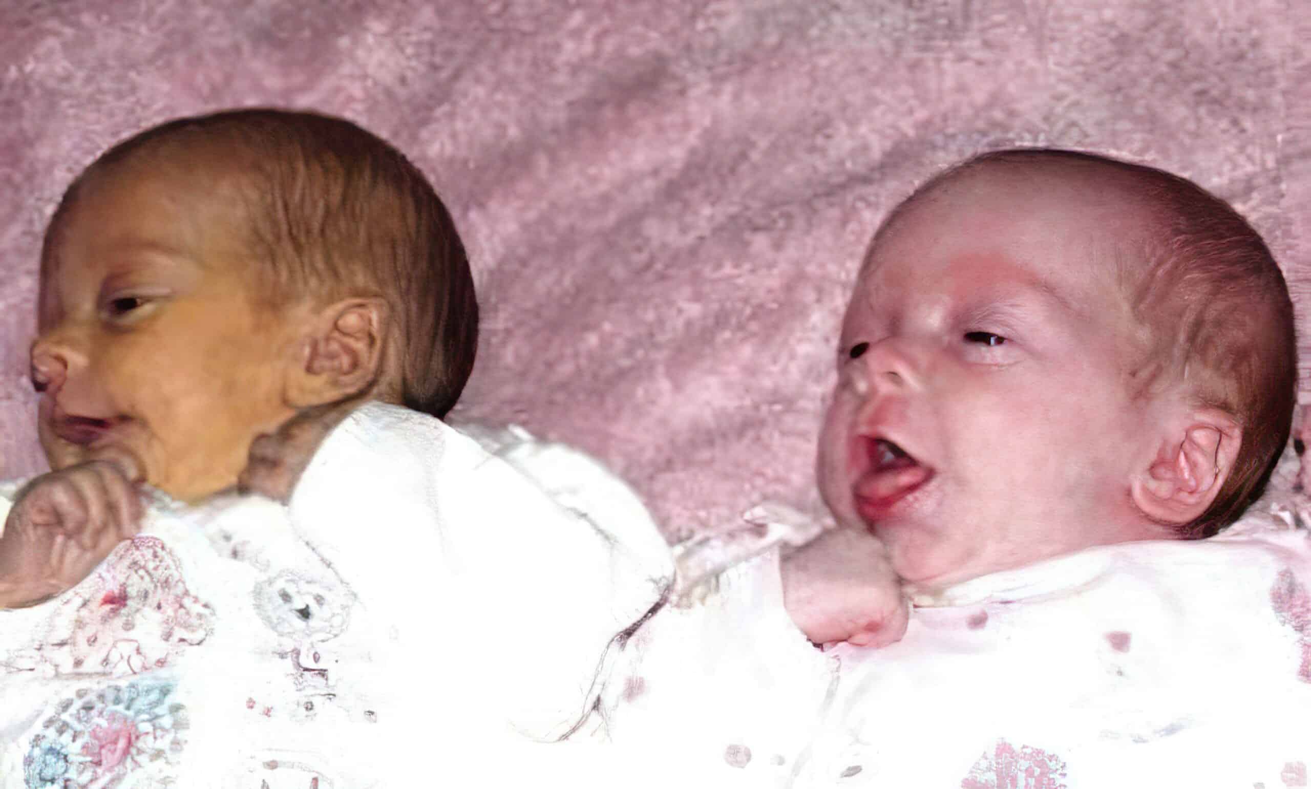 Pallor skin tone (right) and normal skin tone (left).