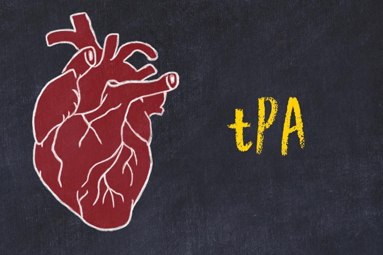 tPA is a fibrinolytic that breaks up blood clots.