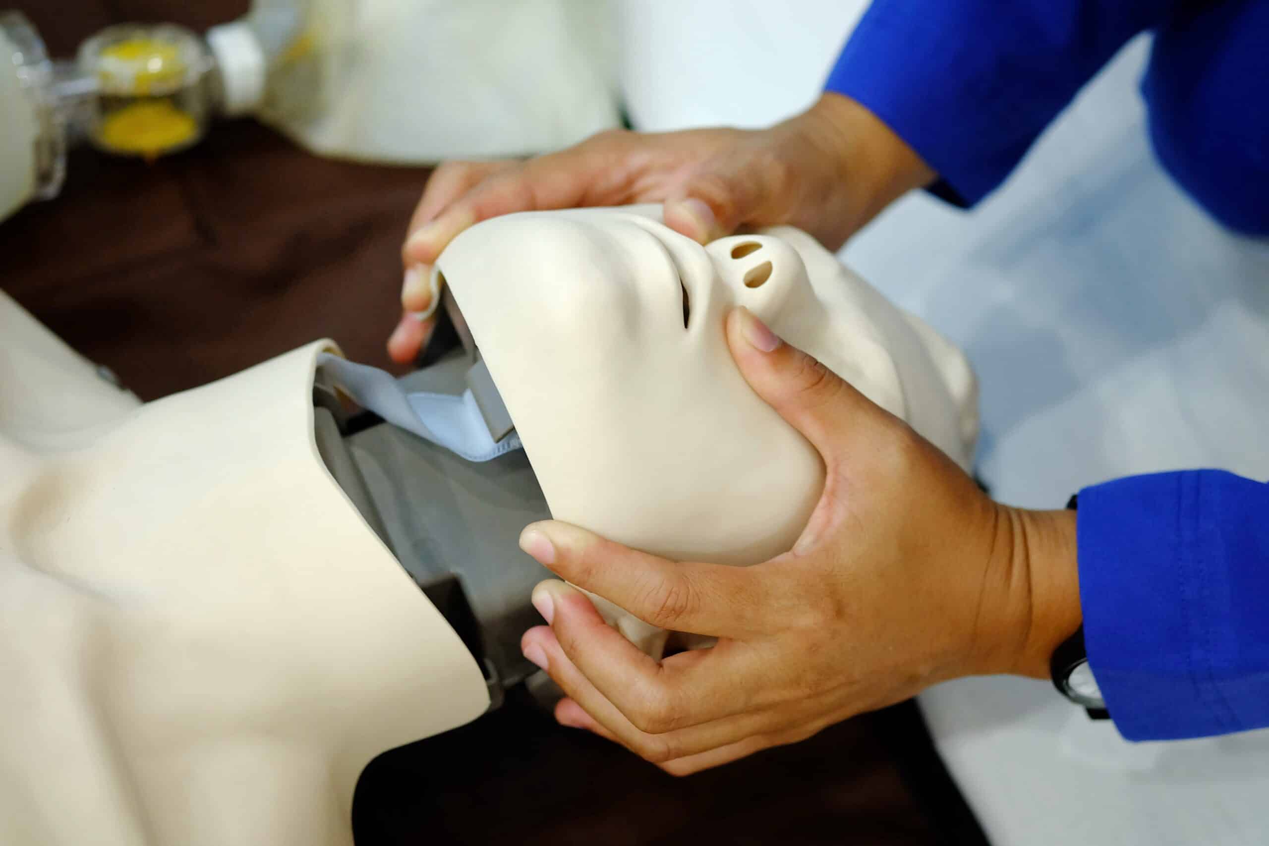 Tongue and epiglottis obstruction relieved by head tilt-chin lift and jaw thrust.