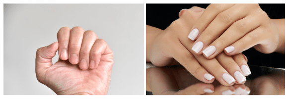 Fingernails should be natural, short, and clean not artificial.