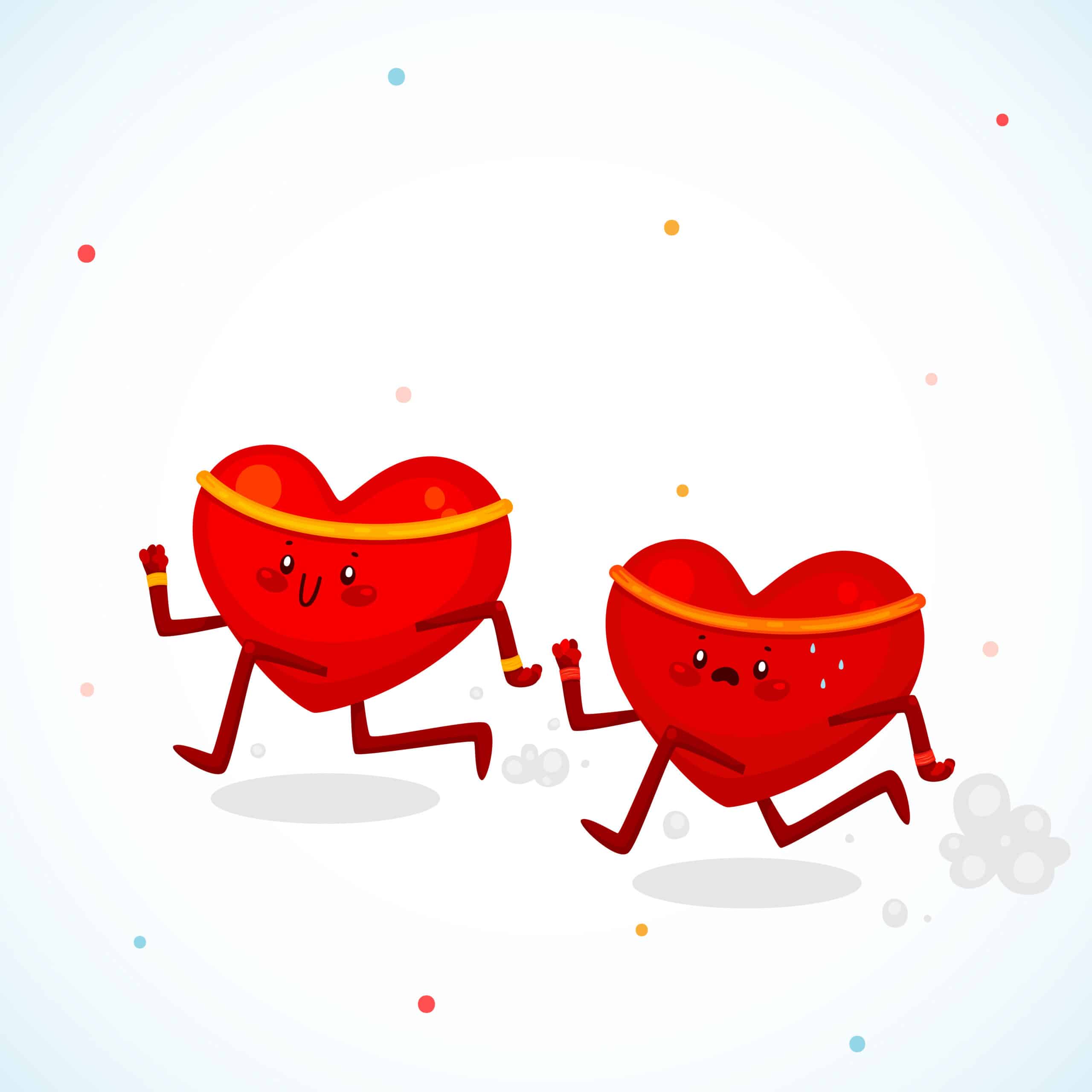 Two hearts running representing sinus tachycardia.