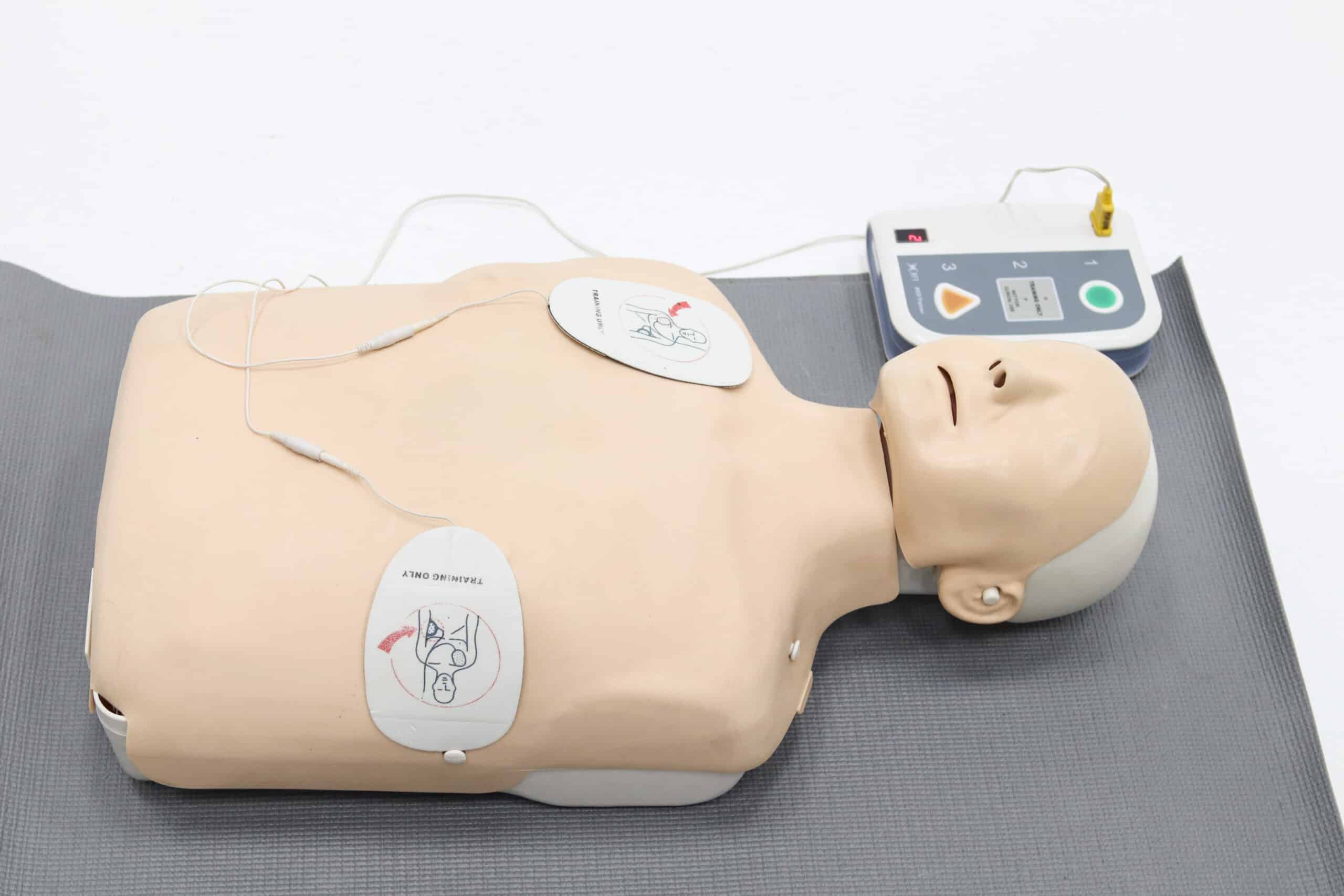 Adult AED pad placement.