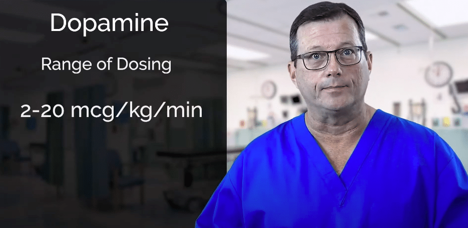 Dopamine dosing range.