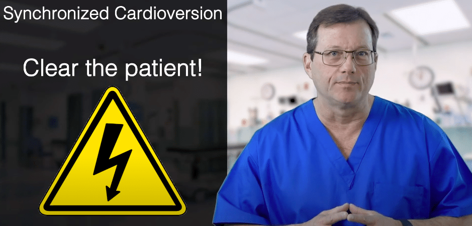 Clear patient prior to administering shock.