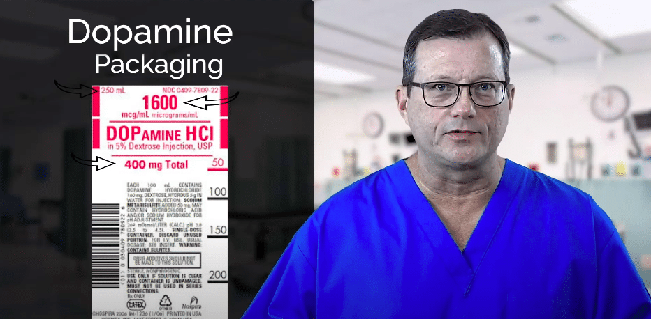 Dopamine concentration 1600 mcg/mL.