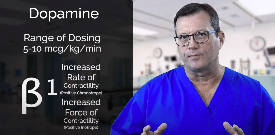 Dopamine 5 and 10 mcg/kg/min dosing.